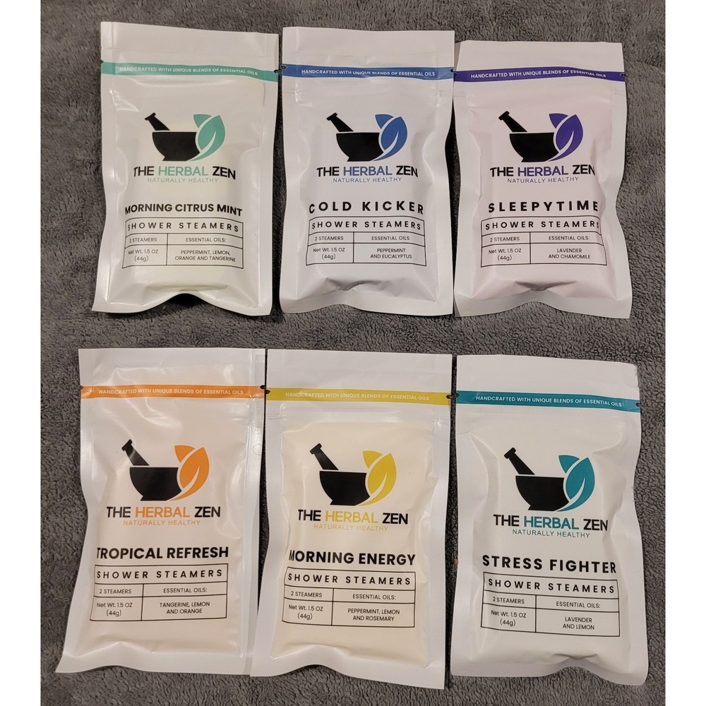 The Herbal Zen Handcrafted Shower Steamers Variety Pack 6 Pouches, 1.5 oz